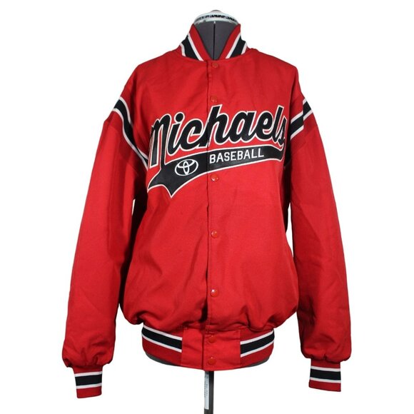 Victory Custom Athletic men's snap front fleece lined baseball varsity jacket M